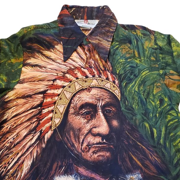 Rare Vintage NINO MORI Native American Button Up Shirt Size M - Picture 2 of 12